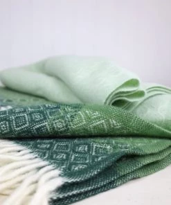 KLIPPAN Graduated Greens Lambs Wool Throw Homeware