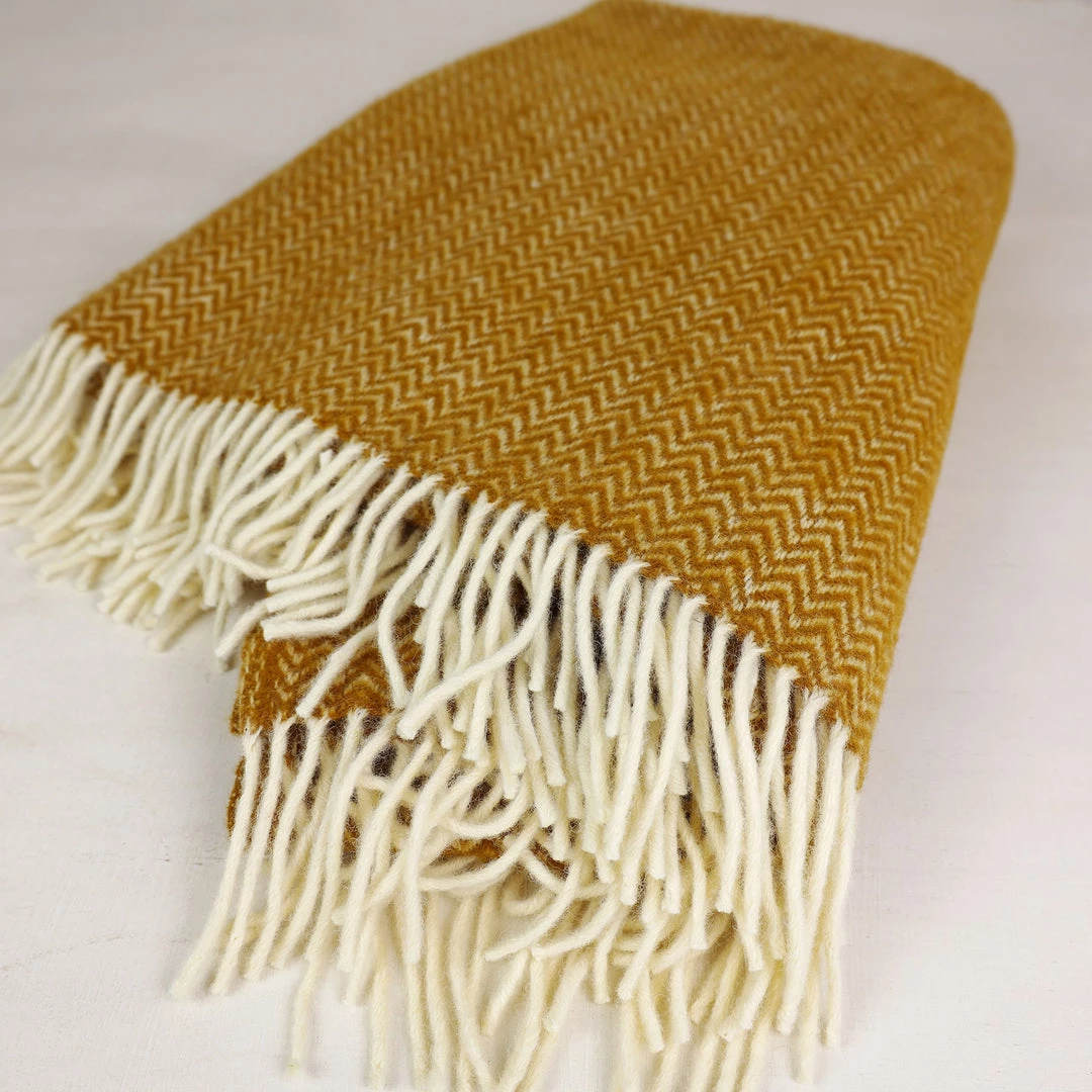 KLIPPAN Herringbone Caramel Eco Lambs Wool Throw Homeware 5 KLIPPAN Herringbone Caramel Eco Lambs Wool Throw Homeware