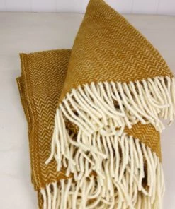 KLIPPAN Herringbone Caramel Eco Lambs Wool Throw Homeware 8 KLIPPAN Herringbone Caramel Eco Lambs Wool Throw Homeware