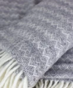 KLIPPAN Chevron Stone Eco Lambs Wool Throw Homeware
