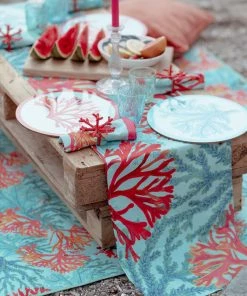 Magic Textiles Coral Rays Linen Table Runner Kitchen & Dining