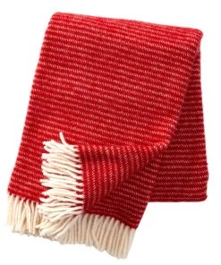 KLIPPAN Textured Red Eco Lambs Wool Throw Homeware
