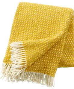 KLIPPAN Twister Saffron Lambs Wool Throw