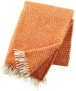 KLIPPAN Twister Orange Lambs Wool Throw Homeware