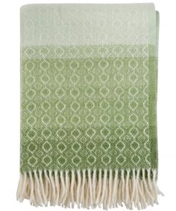 KLIPPAN Graduated Greens Lambs Wool Throw Homeware