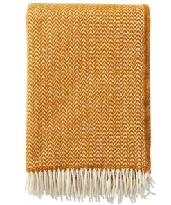 KLIPPAN Herringbone Caramel Eco Lambs Wool Throw Homeware