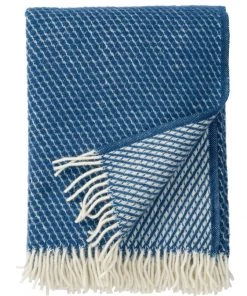 KLIPPAN Pebble Petrol Blue Lambs Wool Throw Homeware