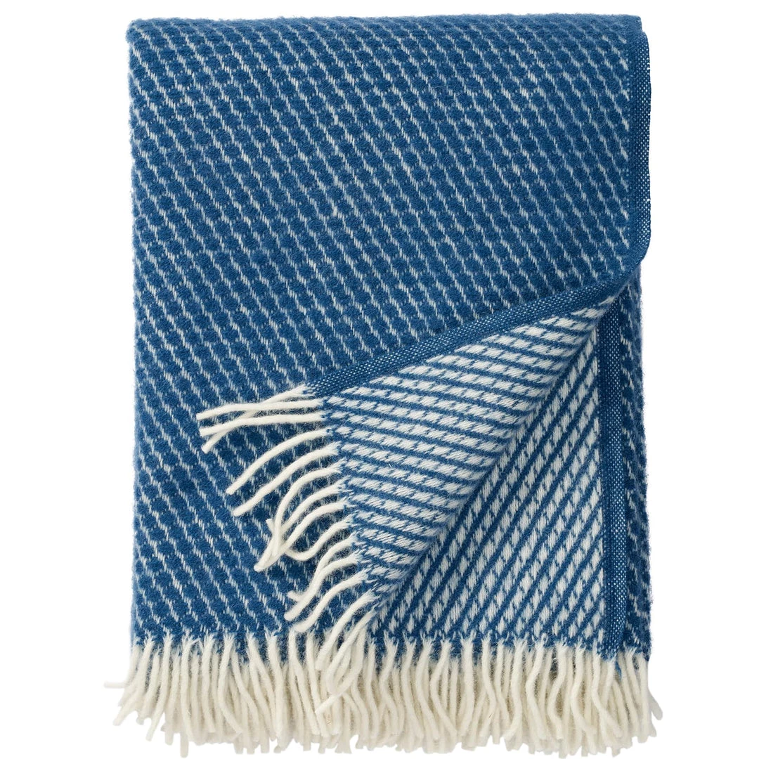 KLIPPAN Pebble Petrol Blue Lambs Wool Throw Homeware 2 KLIPPAN Pebble Petrol Blue Lambs Wool Throw Homeware