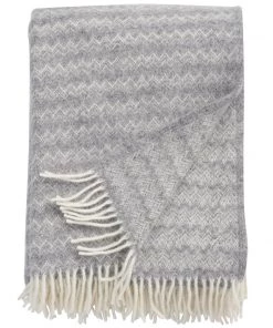 KLIPPAN Chevron Stone Eco Lambs Wool Throw Homeware