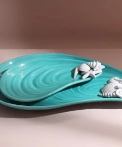 Edelweiss New Arrivals Small Mussel Tray With Shells In Blue