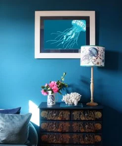Cream Cornwall Wall Decor Jellyfish Art Print In Turquoise And Blue In Three Sizes - A2, A3 And A4 9 Cream Cornwall Wall Decor Jellyfish Art Print In Turquoise And Blue In Three Sizes - A2, A3 And A4