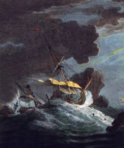 Cream Cornwall Shipwreck Night Art Print In Three Sizes - A4, A3 And A2