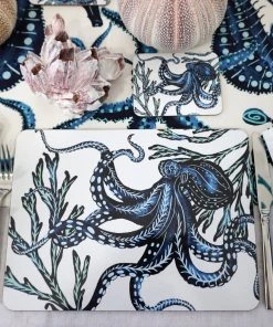 Orchard Melamine Kitchen & Dining Cork-Backed Sea Life Placemats, Set Of 4