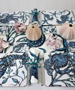 Orchard Melamine Kitchen & Dining Cork-Backed Sea Life Placemats, Set Of 4