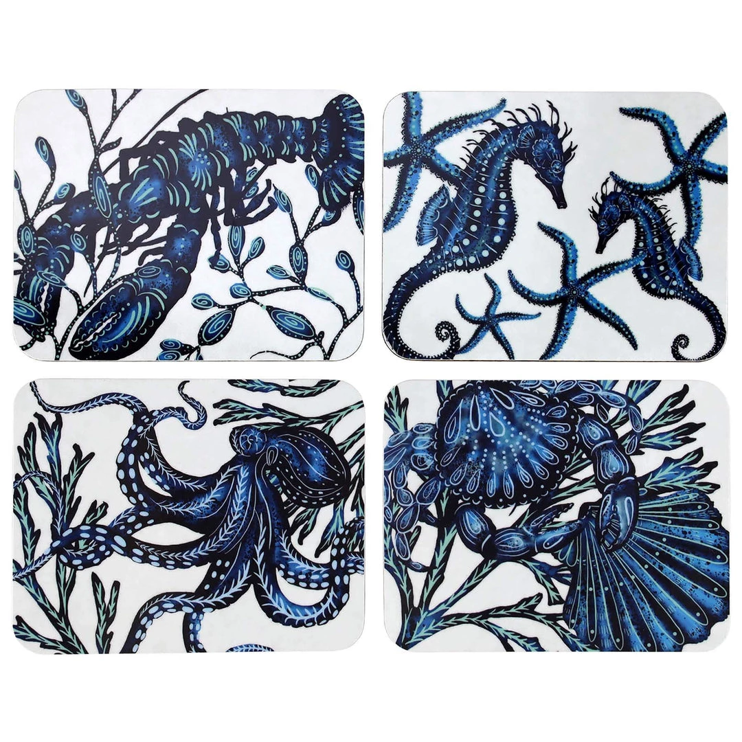 Orchard Melamine Kitchen & Dining Cork-Backed Sea Life Coasters, Set Of 4 1 Orchard Melamine Kitchen & Dining Cork-Backed Sea Life Coasters, Set Of 4