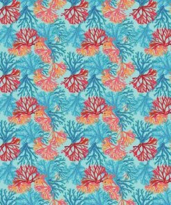 Magic Textiles Coral Rays Linen Fabric - Sea Blue