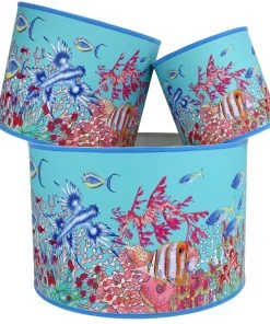 Cream Cornwall Coral Bay Lampshade - Turquoise