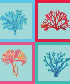 Magic Textiles Kitchen & Dining Set Of 4 Coral Rays Napkins On Organic Linen