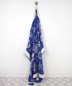 John Spencer Reversible Shell Throw - Deep Blue & Ecru 8 John Spencer Reversible Shell Throw - Deep Blue & Ecru