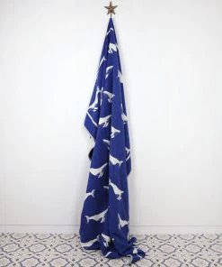 John Spencer Reversible Whale Throw - Deep Blue & Ecru Homeware