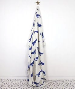 John Spencer Reversible Whale Throw - Deep Blue & Ecru Homeware