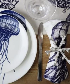 Magic Textiles Jellyfish Napkin On Off White Organic Linen Kitchen & Dining