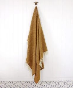 KLIPPAN Herringbone Caramel Eco Lambs Wool Throw Homeware