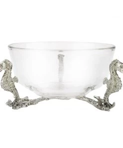 Detail Products Kitchen & Dining Pewter Seahorse Glass Bowl