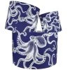 Cream Cornwall Homeware White On Marine Blue Octopus Lampshade