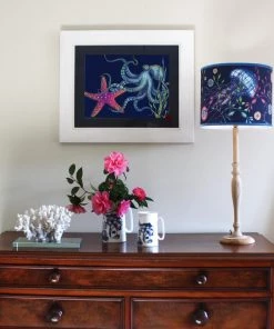 Cream Cornwall Wall Decor Rainbow Reef Navy Art Print In Three Sizes