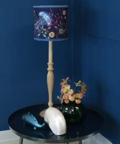 Cream Cornwall Canyons Reef Lamp Shade - Navy