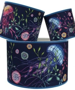 Cream Cornwall Canyons Reef Lamp Shade - Navy
