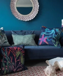 Magic Textiles Rainbow Reef Octopus Velvet Cushion Cover On Navy Velvet Homeware 10 Magic Textiles Rainbow Reef Octopus Velvet Cushion Cover On Navy Velvet Homeware