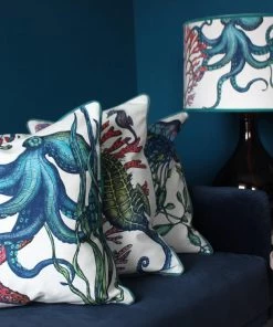 Magic Textiles Rainbow Reef Octopus Velvet Cushion Cover On White Velvet Homeware 10 Magic Textiles Rainbow Reef Octopus Velvet Cushion Cover On White Velvet Homeware