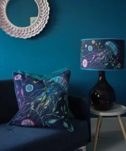 Cream Cornwall Canyons Reef Lamp Shade - Navy