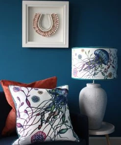 Magic Textiles Canyons Reef Jellyfish Velvet Cushion Cover On White Velvet