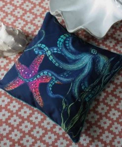 Magic Textiles Rainbow Reef Octopus Velvet Cushion Cover On Navy Velvet Homeware 12 Magic Textiles Rainbow Reef Octopus Velvet Cushion Cover On Navy Velvet Homeware
