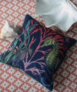 Magic Textiles Ningaloo Reef Seahorse Velvet Cushion Cover On Navy Velvet Homeware 9 Magic Textiles Ningaloo Reef Seahorse Velvet Cushion Cover On Navy Velvet Homeware