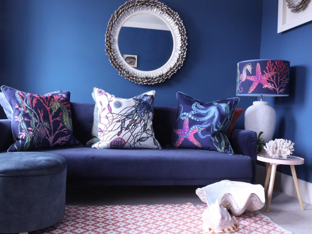 Magic Textiles Rainbow Reef Octopus Velvet Cushion Cover On Navy Velvet Homeware 7 Magic Textiles Rainbow Reef Octopus Velvet Cushion Cover On Navy Velvet Homeware