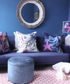 Magic Textiles Canyons Reef Jellyfish Velvet Cushion Cover On White Velvet