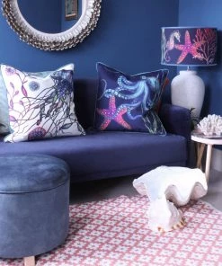 Cream Cornwall Rainbow Reef Lampshade - Navy Homeware