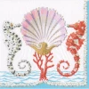 Caspari Seahorses And Shell Paper Napkins Kitchen & Dining