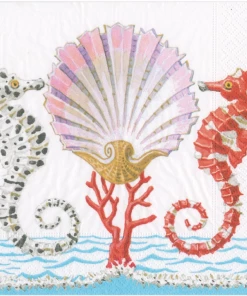 Caspari Seahorses And Shell Paper Napkins Kitchen & Dining