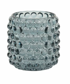 Light & Living Sea Urchin Glass Tea Light Small - Blue Grey