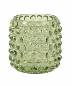 Light & Living Sea Urchin Glass Tea Light - Olive Green