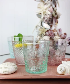 United Glass Aqua Fleur De Lys Tumbler New Arrivals