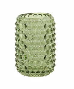 Light & Living Sea Urchin Glass Tea Light - Olive Green