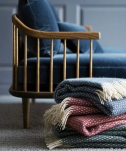 KLIPPAN Twister Orange Lambs Wool Throw Homeware