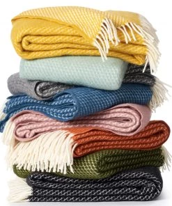 KLIPPAN Pebble Petrol Blue Lambs Wool Throw Homeware 6 KLIPPAN Pebble Petrol Blue Lambs Wool Throw Homeware