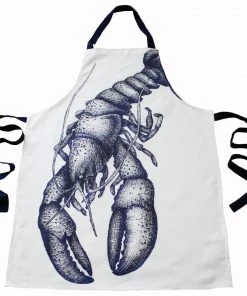 Magic Textiles Blue And White Printed Cotton Apron With Lobster Design Kitchen & Dining